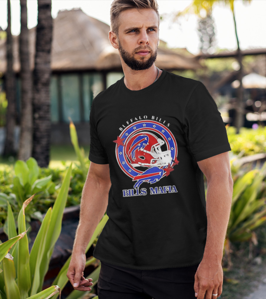 Buffalo Bills Bills Mafia Football Helmet Stars Oval T-Shirt
