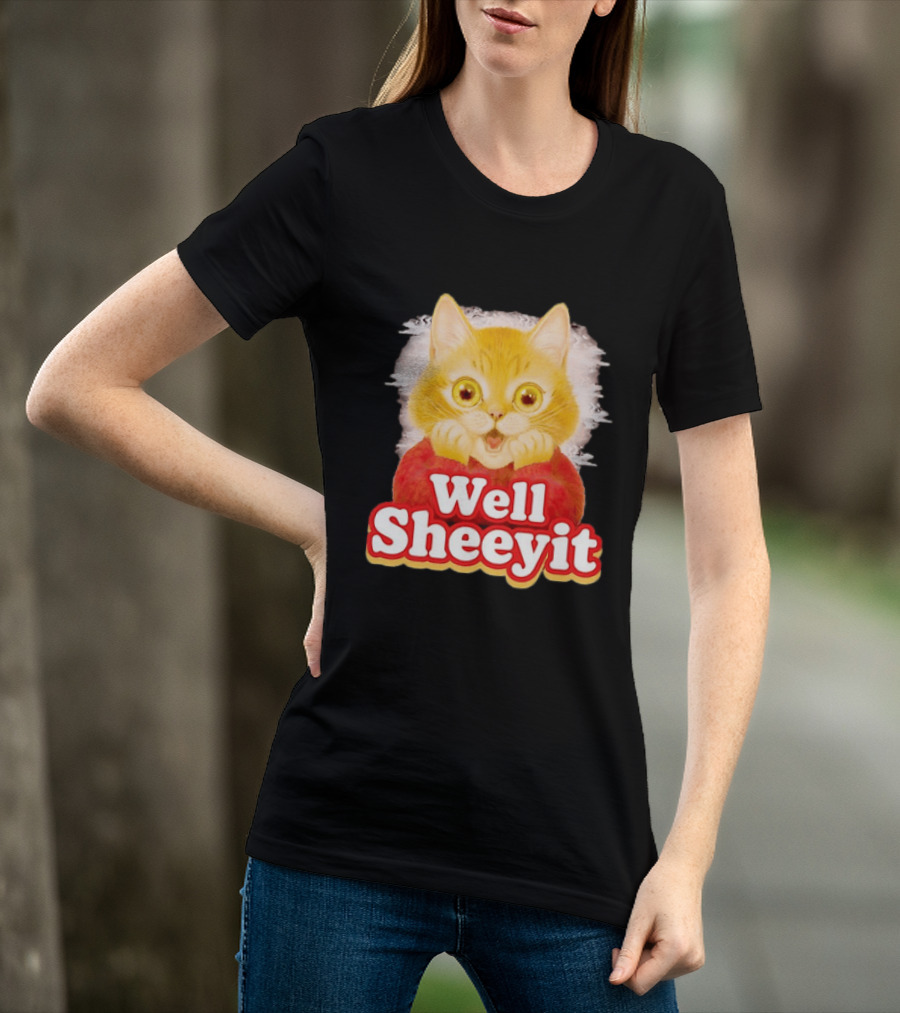 Well Sheeyit Surprised Orange Cat Humor T-Shirt