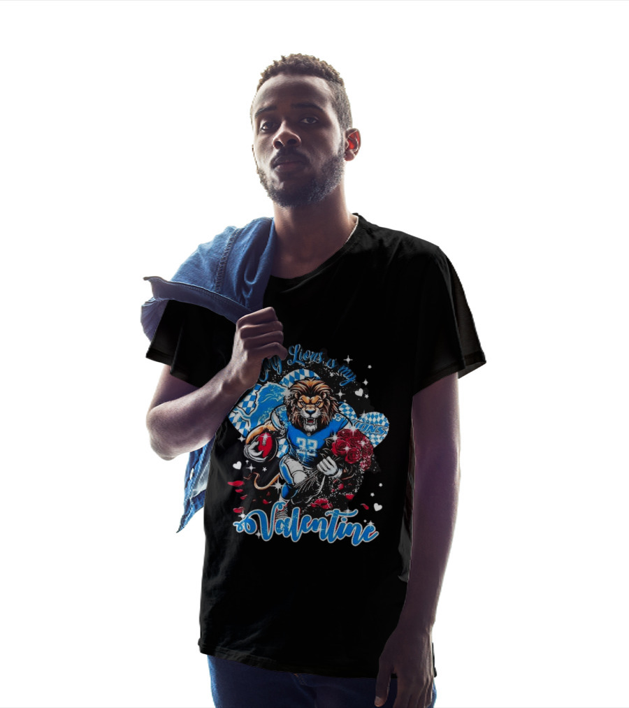Valentine My Detroit Lions Football Love Roses Player T-Shirt