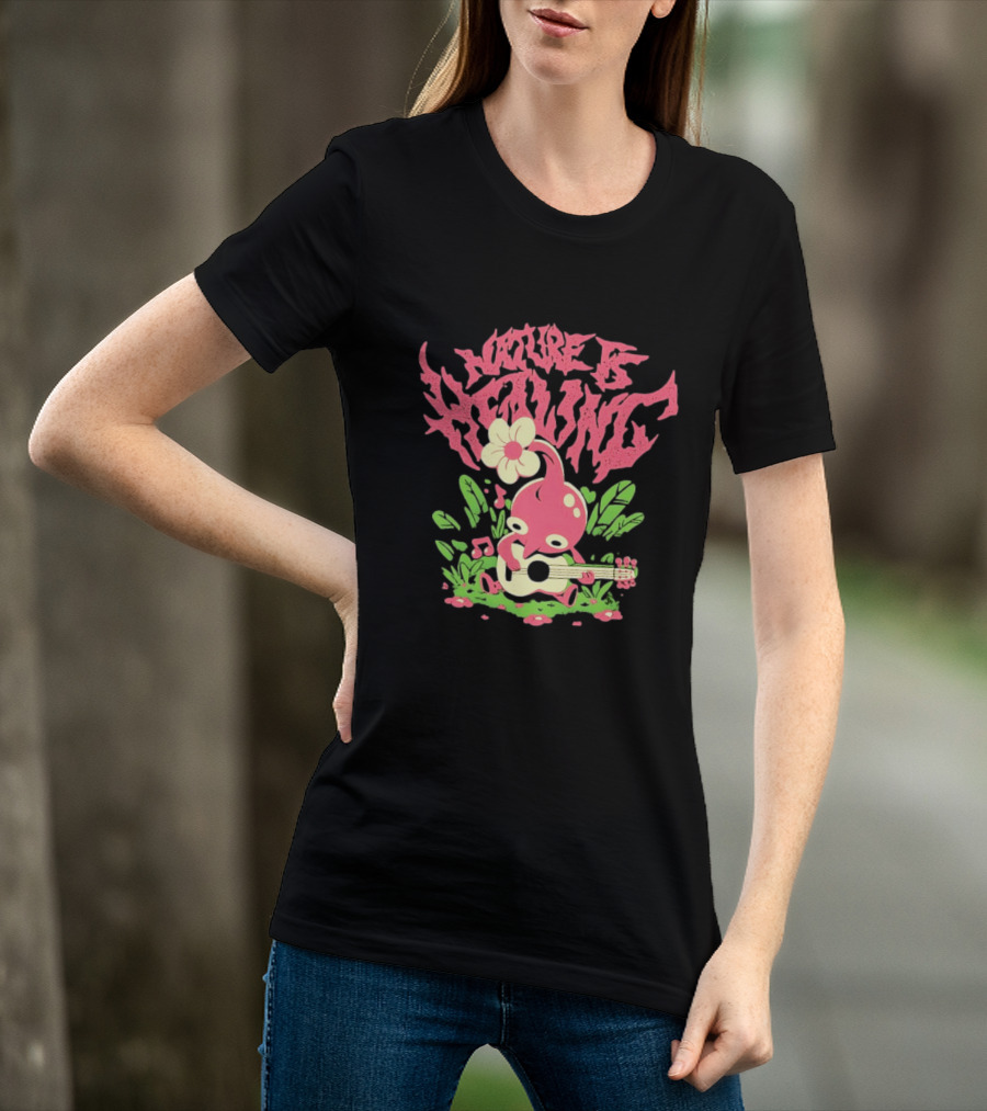 Nature Is Healing Pikmin Playing Guitar T-Shirt
