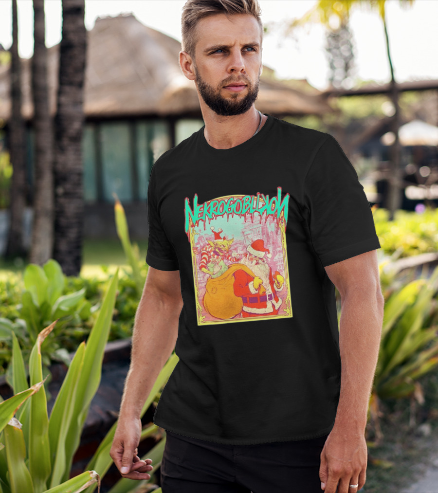 Santa Claus Nekrogoblikon Christmas Goblin Scene T-Shirt