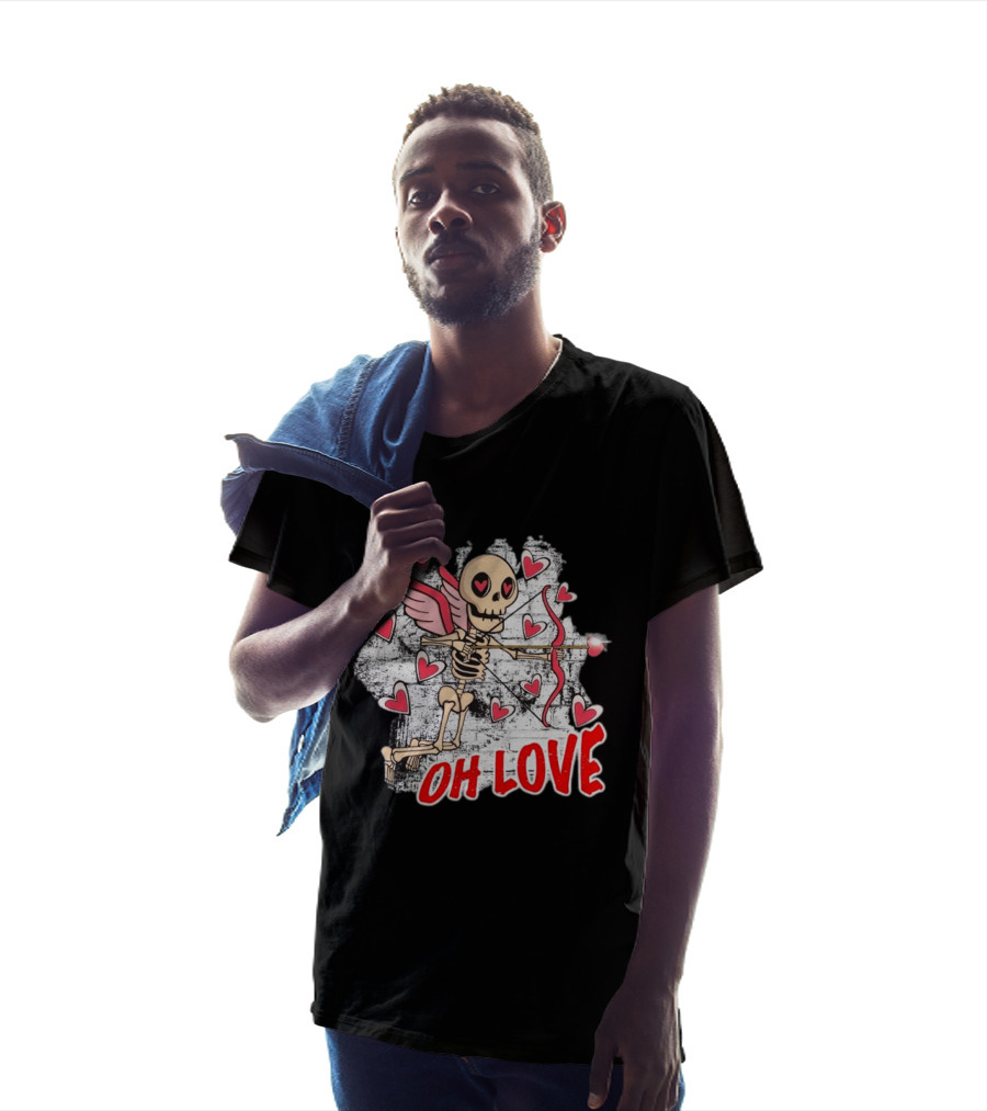 Skeleton Cupid Oh Love Hearts Valentine T-Shirt