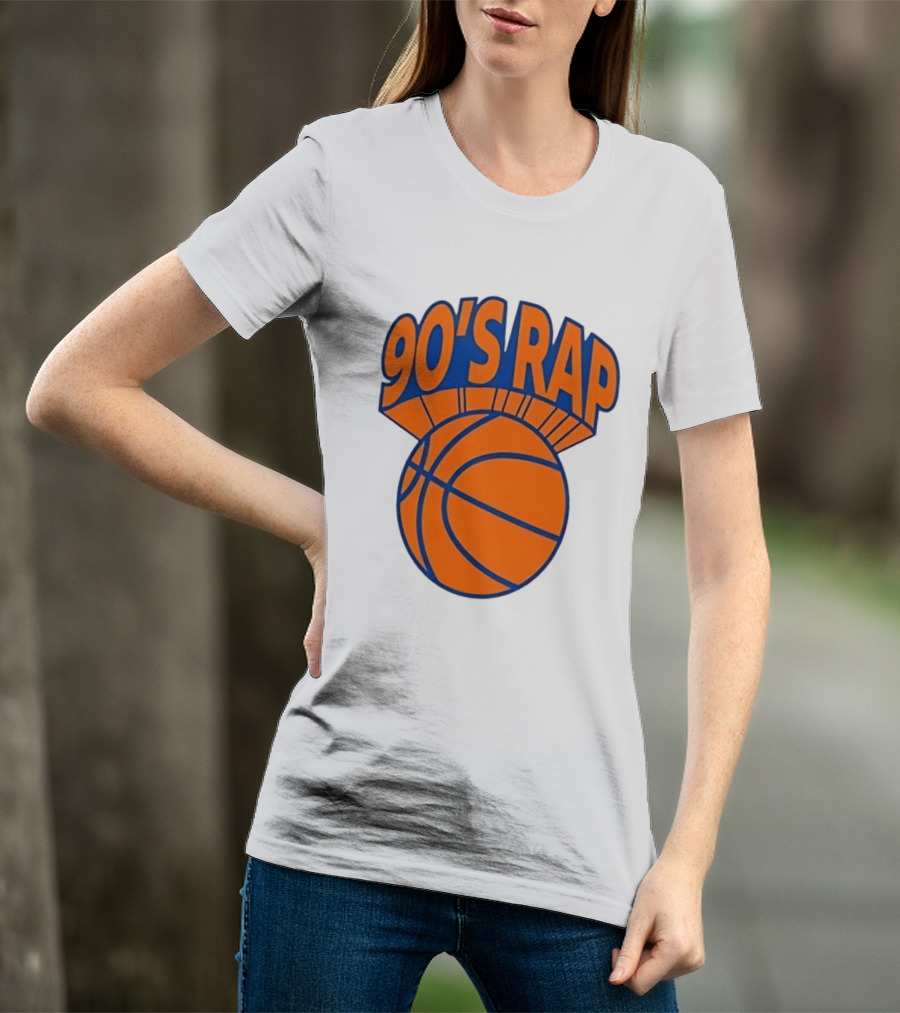 90's Rap Basketball Bold Orange Blue T-Shirt