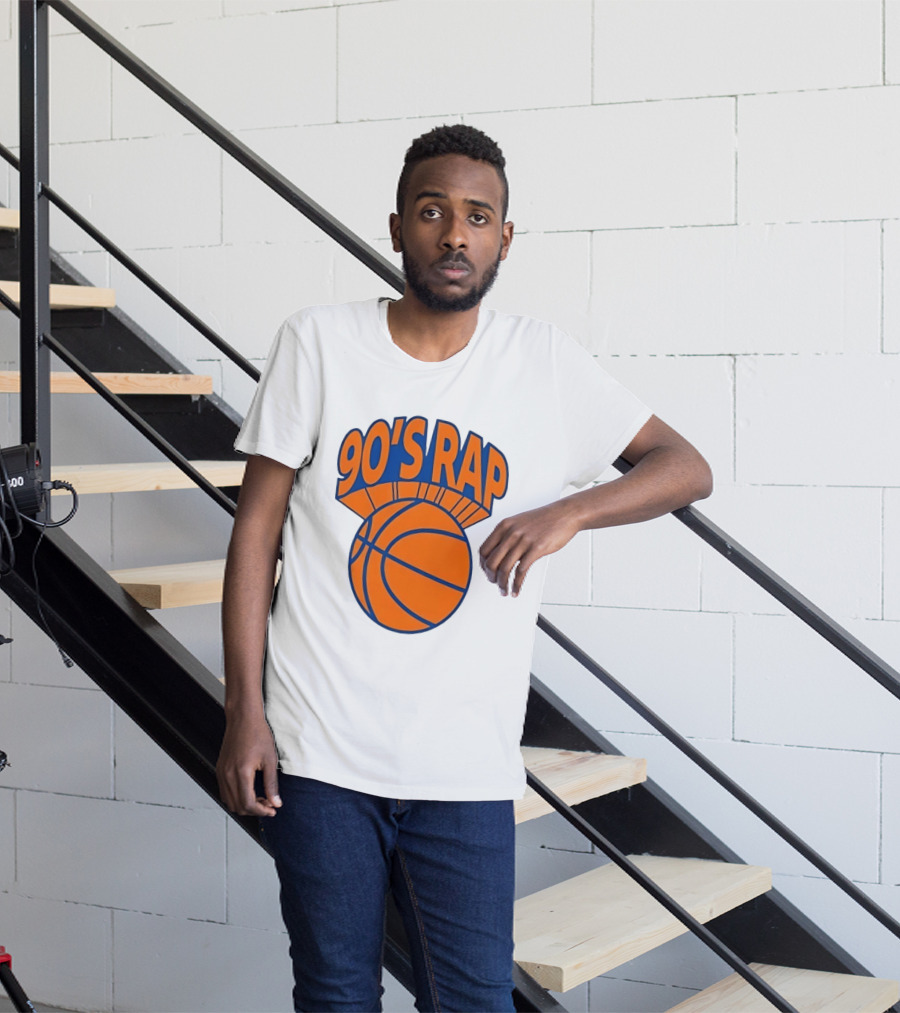 90's Rap Basketball Bold Orange Blue T-Shirt