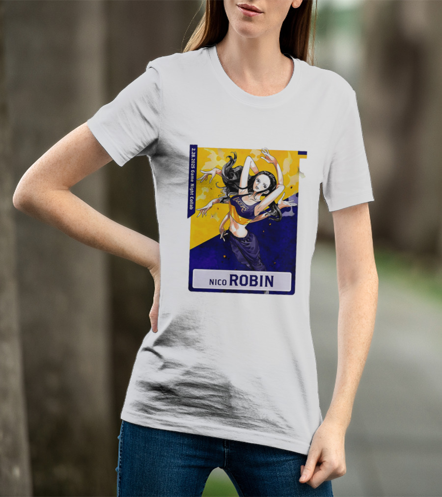2025 Game Night Collab One Piece X Los Angeles Lakers Nico Robin T-Shirt