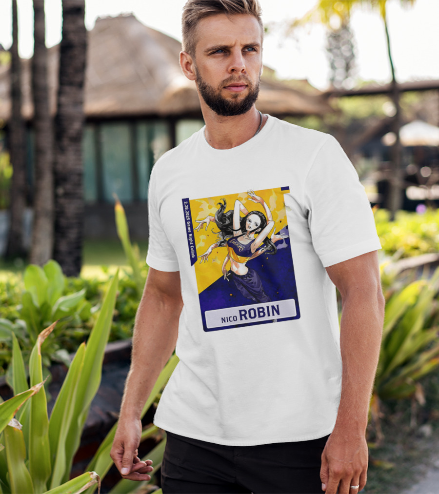2025 Game Night Collab One Piece X Los Angeles Lakers Nico Robin T-Shirt