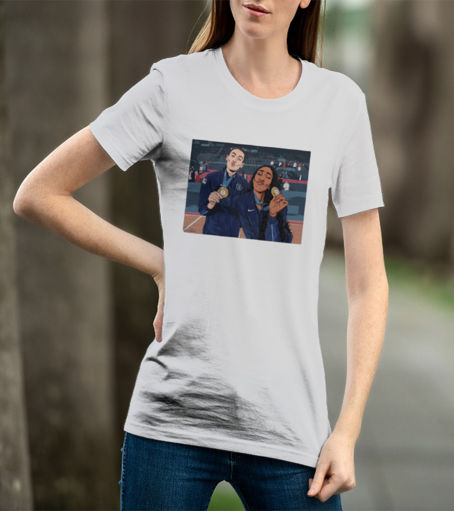 A'Ja Wilson Breanna Stewart Gold Medal Celebration WNBA T-Shirt