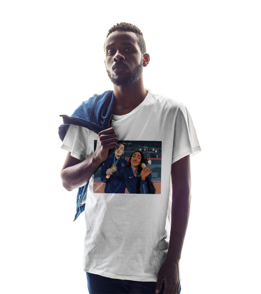 A'Ja Wilson Breanna Stewart Gold Medal Celebration WNBA T-Shirt