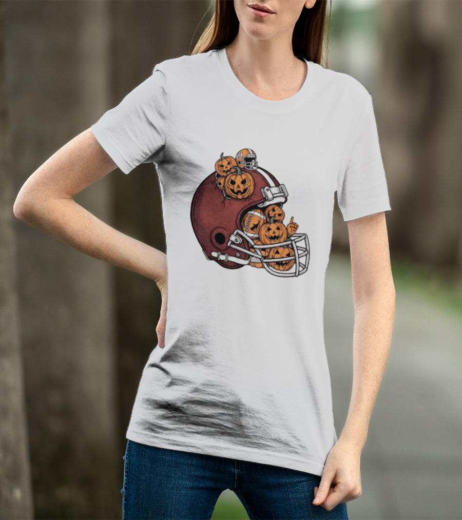 Cleveland Browns Halloween Pumpkin Football Helmet T-Shirt