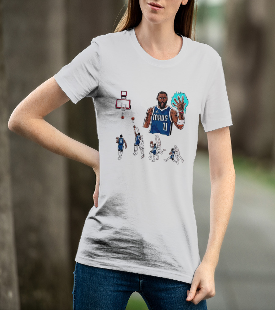 Dallas Mavericks Kyrie Irving Left Hand Hook Shot Game Winner Basketball Play Sequence T-Shirt