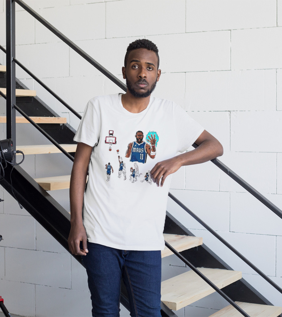 Dallas Mavericks Kyrie Irving Left Hand Hook Shot Game Winner Basketball Play Sequence T-Shirt