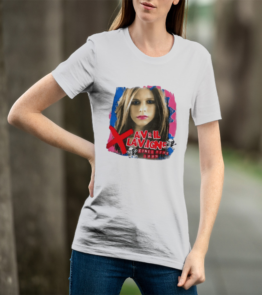 Avril Lavigne Bonez Tour 2004 Skull And Crossbones T-Shirt
