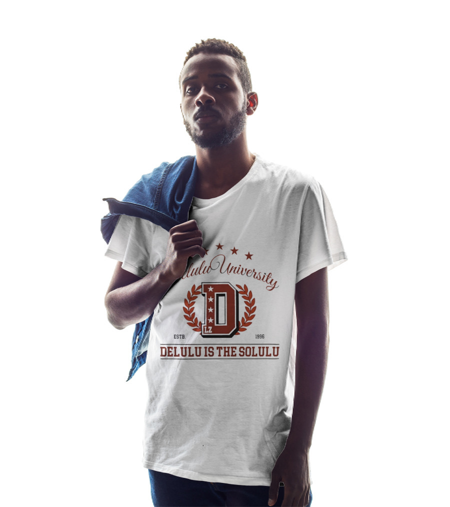 Delulu University Delulu Is The Solulu Estb 1996 LZ D Emblem With Stars And Laurel Wreath T-Shirt