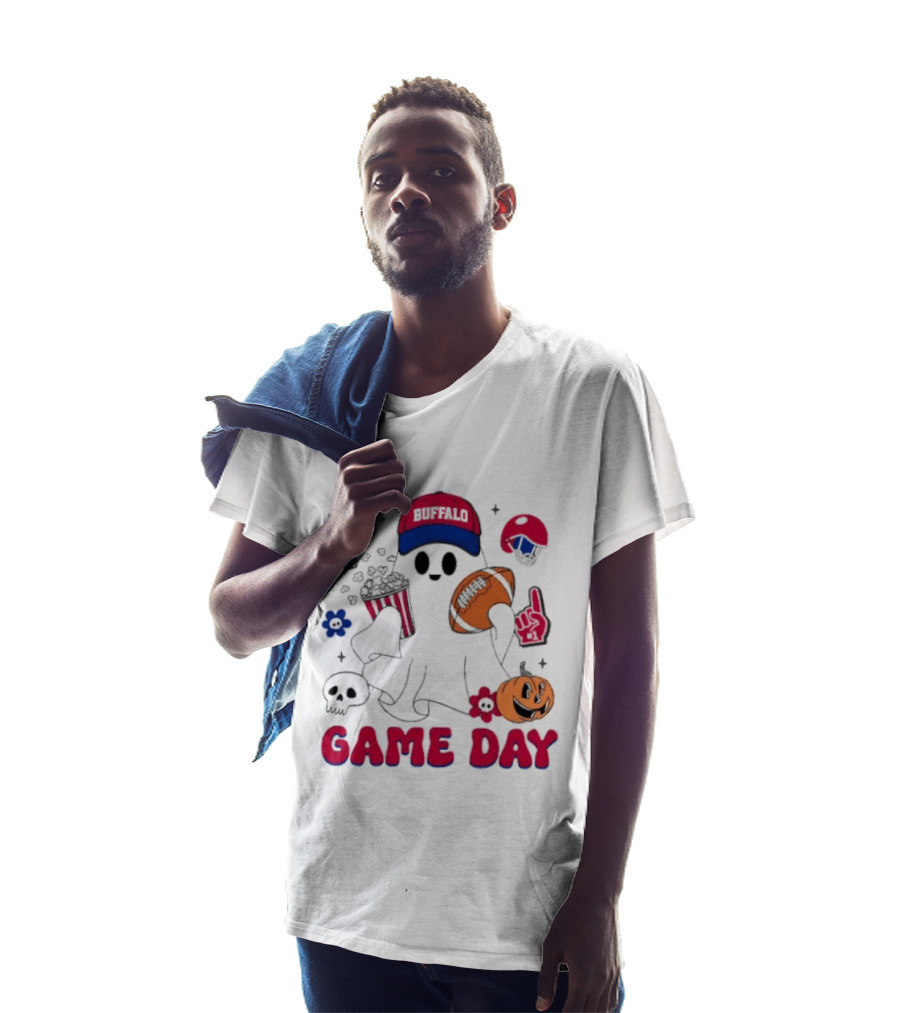 Buffalo Game Day Ghost Halloween Football Fun T-Shirt