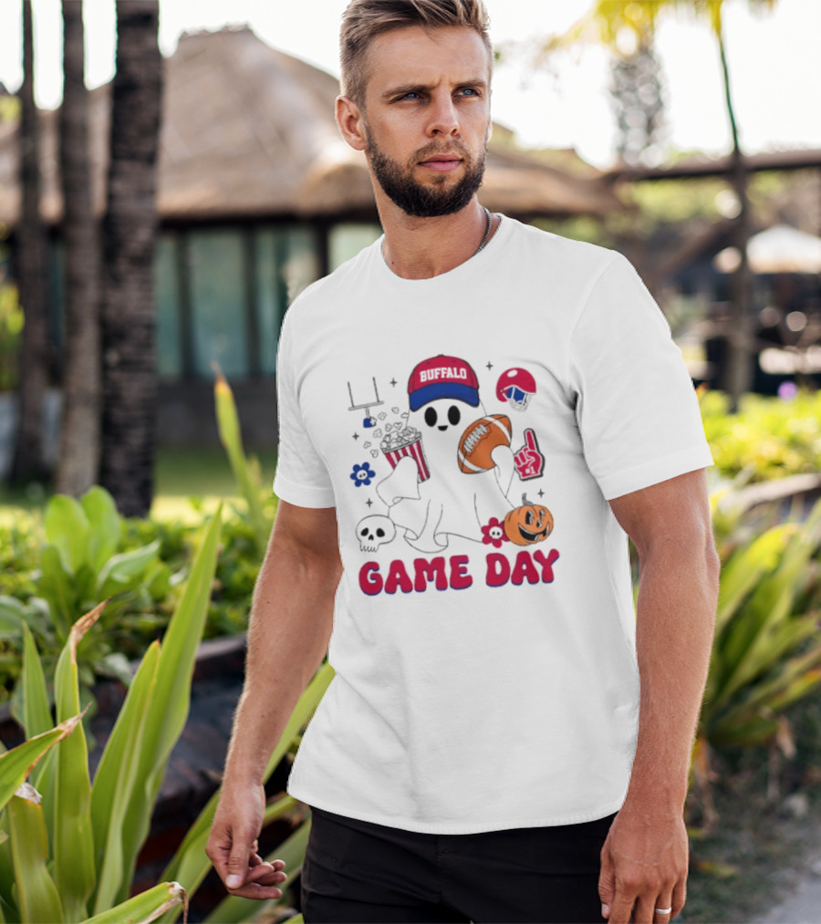 Buffalo Game Day Ghost Halloween Football Fun T-Shirt