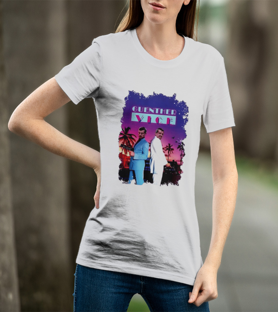 Guenther Vice 80s Retro Miami Style Palm Trees Sunset T-Shirt