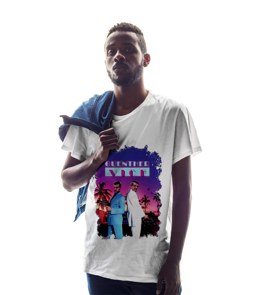 Guenther Vice 80s Retro Miami Style Palm Trees Sunset T-Shirt