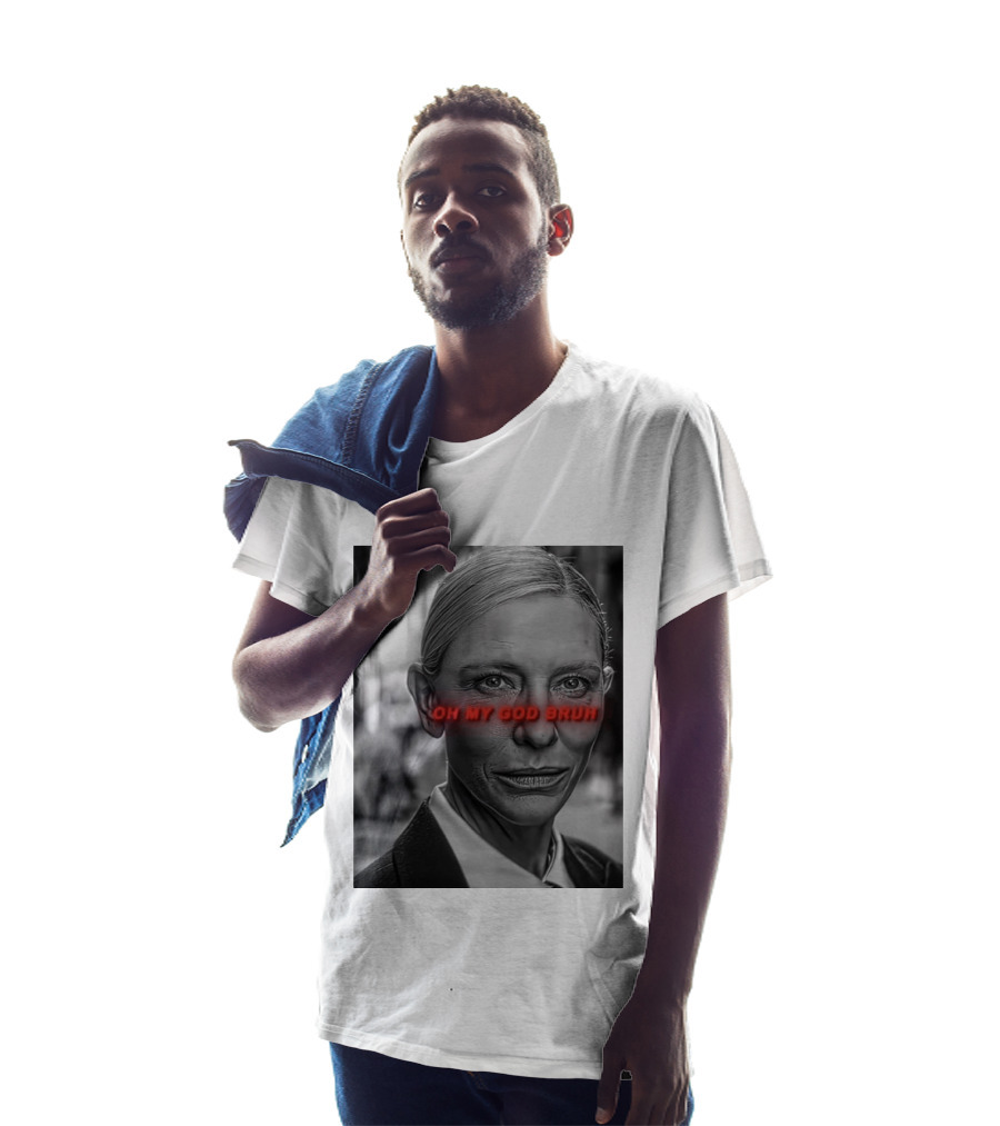 Cate Blanchett Oh My God Bruh Bold Red Text Face T-Shirt