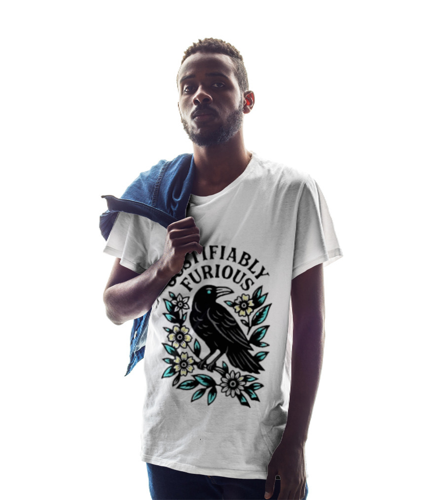 Justifiably Furious Bird With Floral Accents T-Shirt