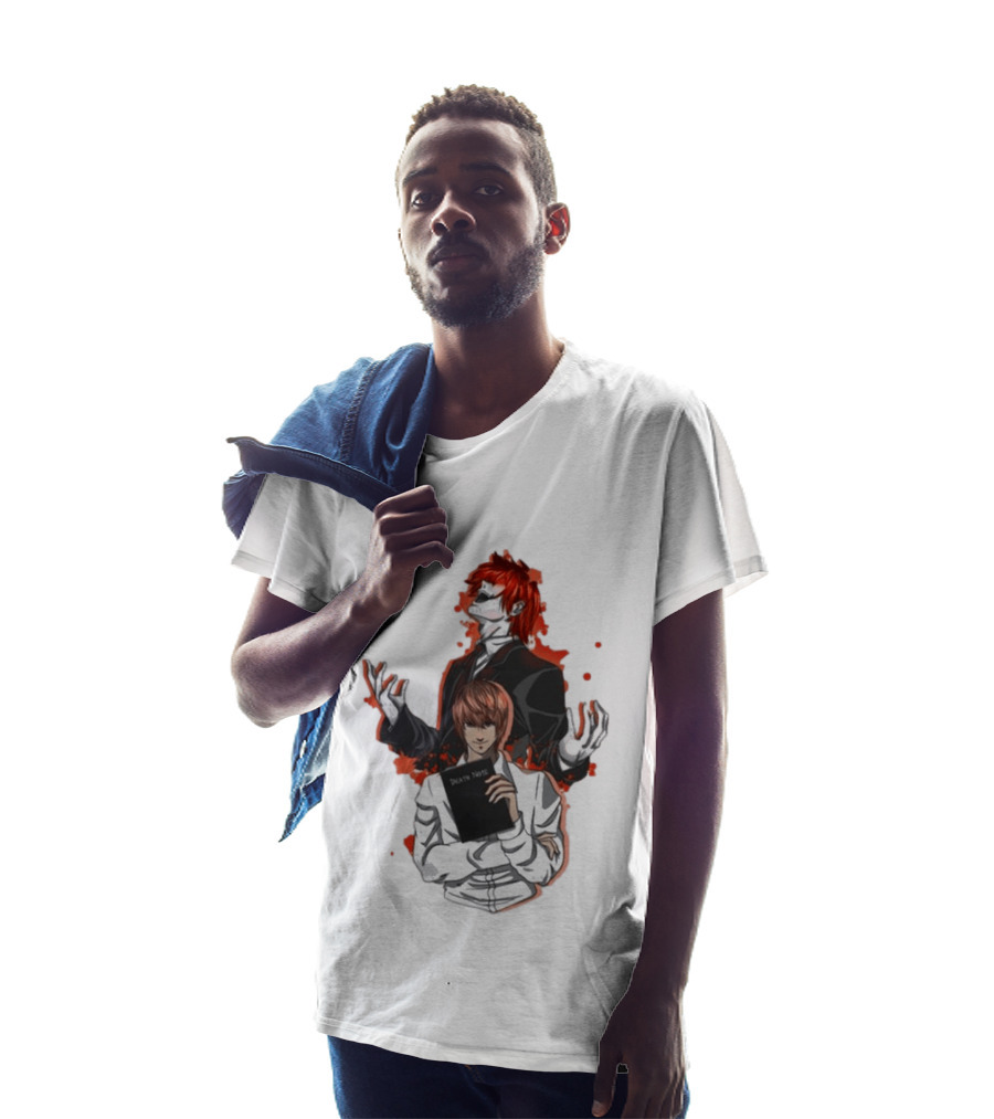 Light Yagami Raito And Ryuk Holding Death Note Anime T-Shirt