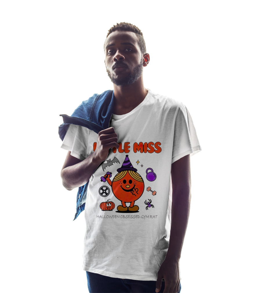 Little Miss Halloween Obsessed Gym Rat Witch With Pumpkins And Weights T-Shirt