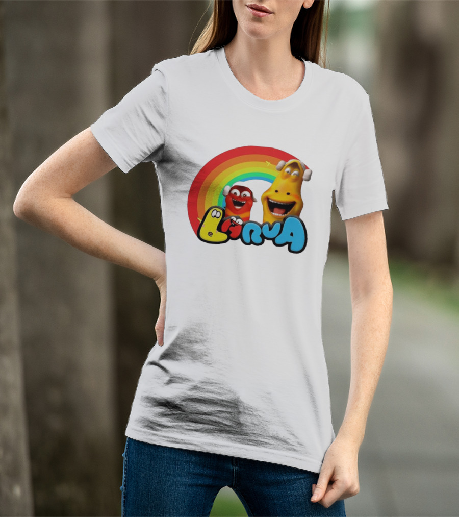 Larva Cartoon Characters With Rainbow T-Shirt
