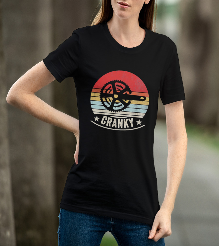 Cranky Sunset Bike Crank Retro Vintage Cycling T-Shirt