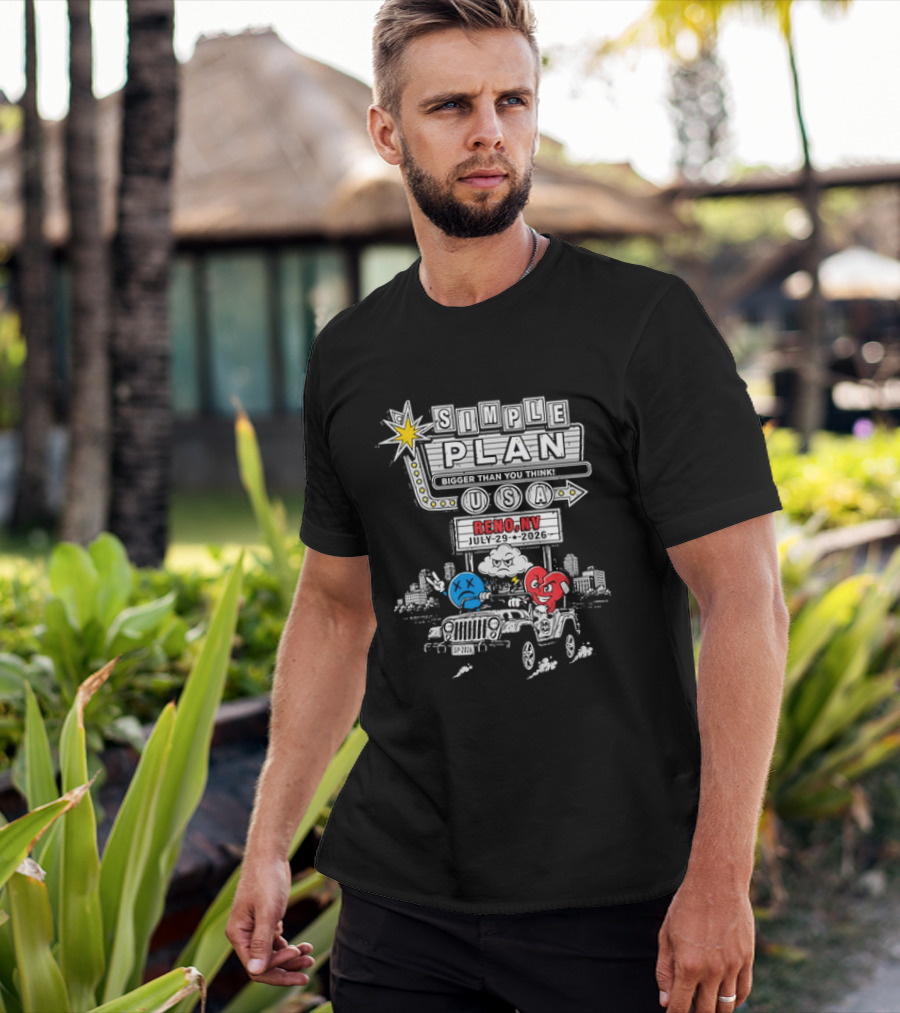 Bigger Than You Think Simple Plan USA Tour Reno NV 2026 Jeep Adventure T-Shirt