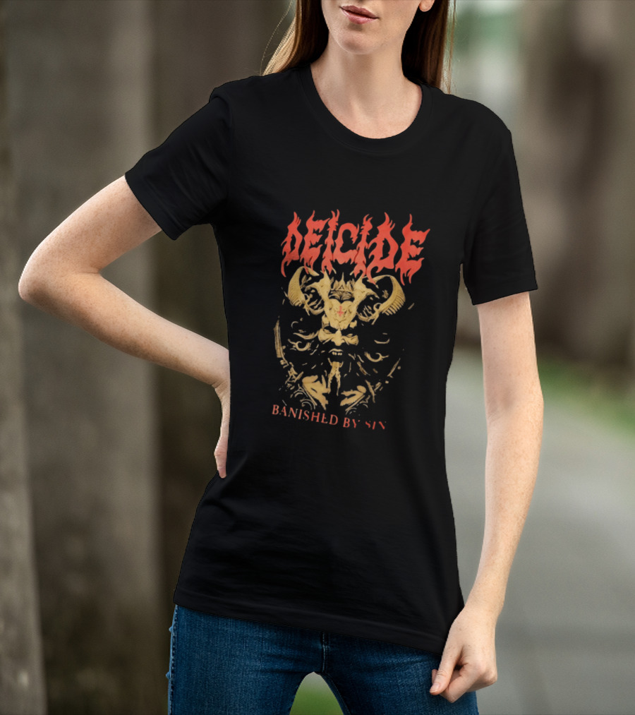 Deicide Banished By Sin Skull And Horns Death Metal T-Shirt
