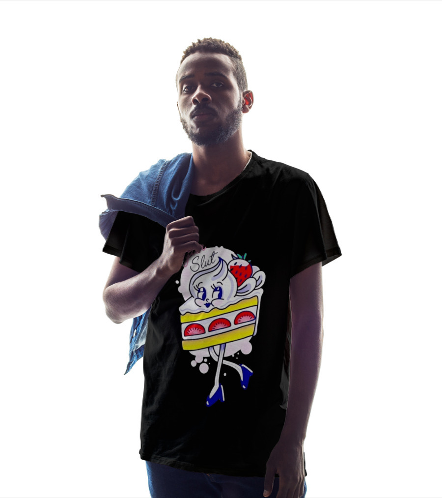 Sugar Slut Strawberry Cake Cartoon Slice With Whipped Cream And Berries T-Shirt
