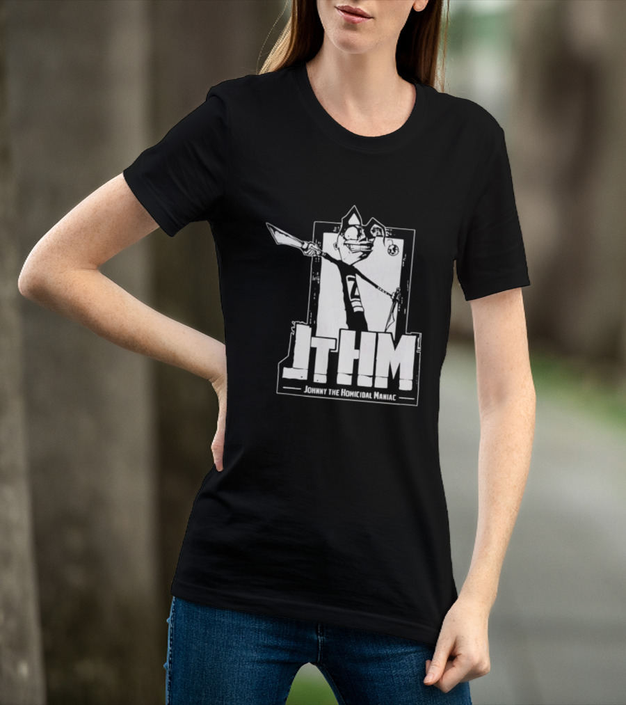 JTHM Johnny The Homicidal Maniac Distressed Black And White Comic T-Shirt