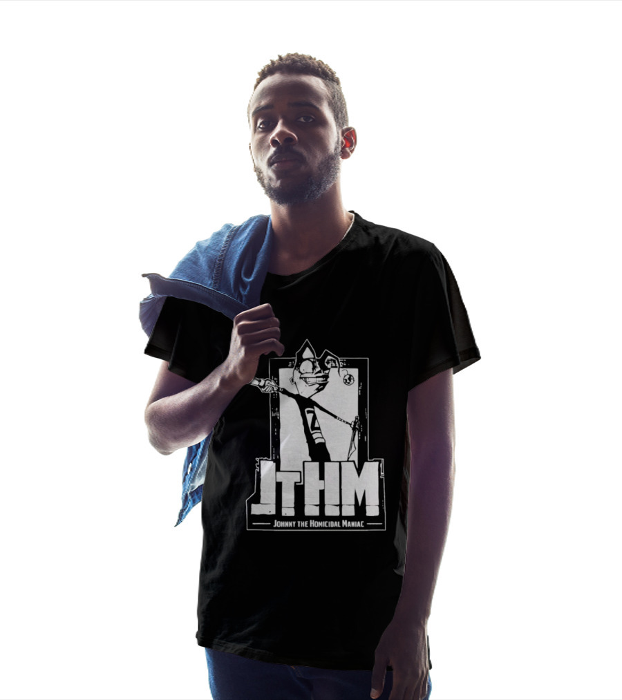 JTHM Johnny The Homicidal Maniac Distressed Black And White Comic T-Shirt
