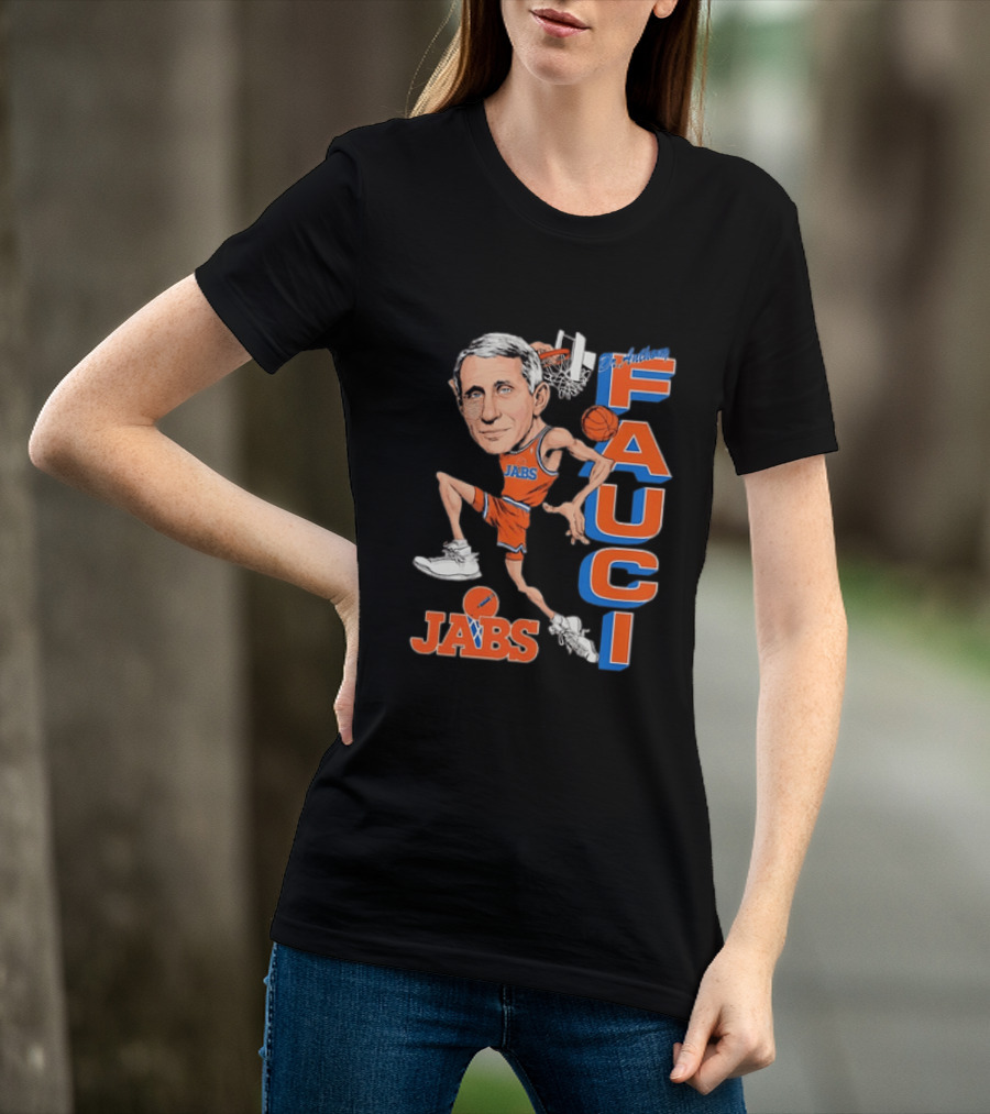 Dr Anthony Fauci Jabs Basketball Slam Dunk Caricature T-Shirt