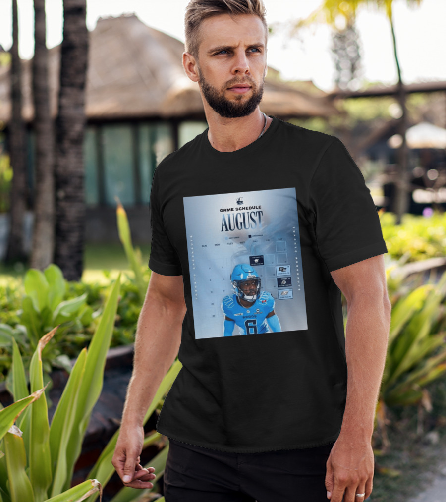 Toronto Argonauts August Game Schedule 2023 CFL Football Player Calendar T-Shirt