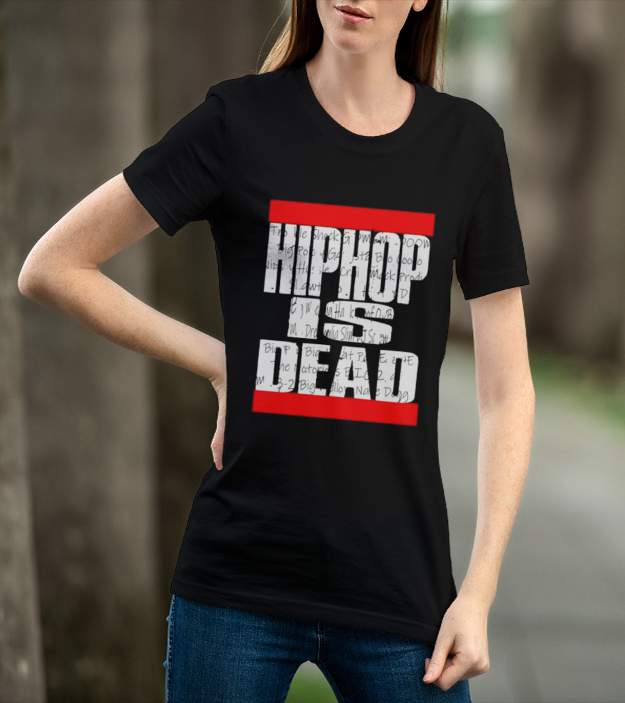Hip Hop Is Dead White Text With Red Bars T-Shirt