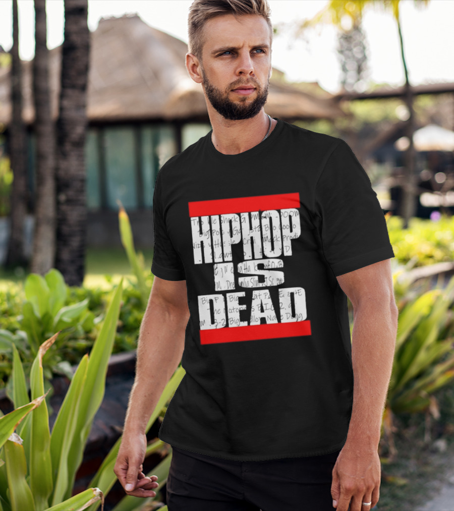 Hip Hop Is Dead White Text With Red Bars T-Shirt