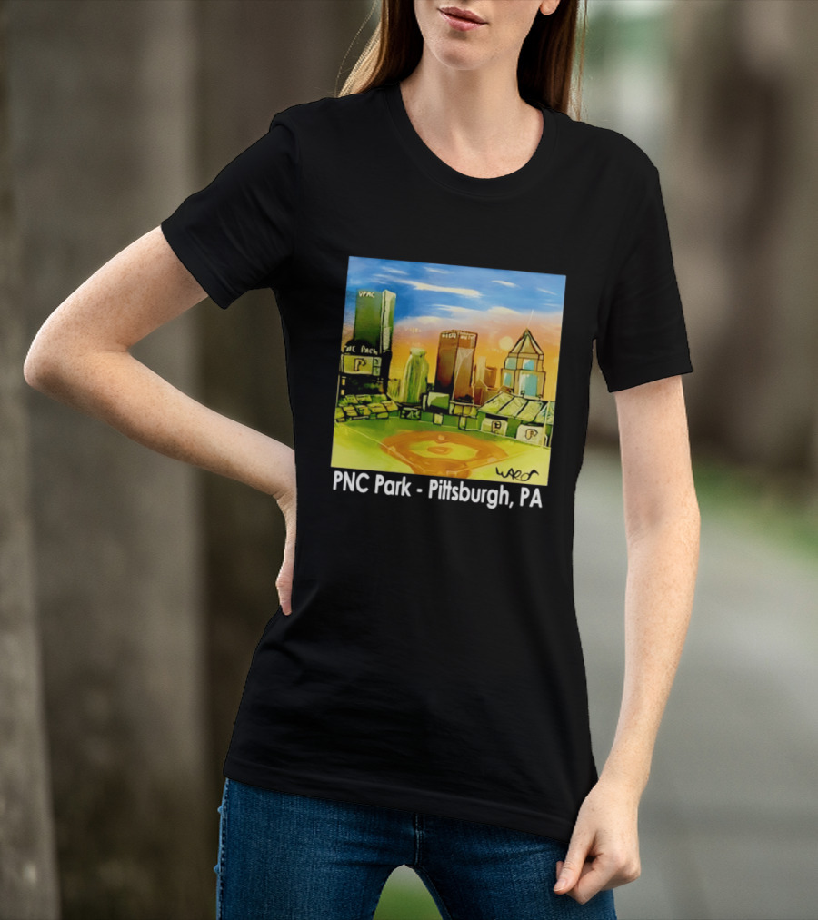 PNC Park Pittsburgh PA Baseball Skyline Art Print T-Shirt