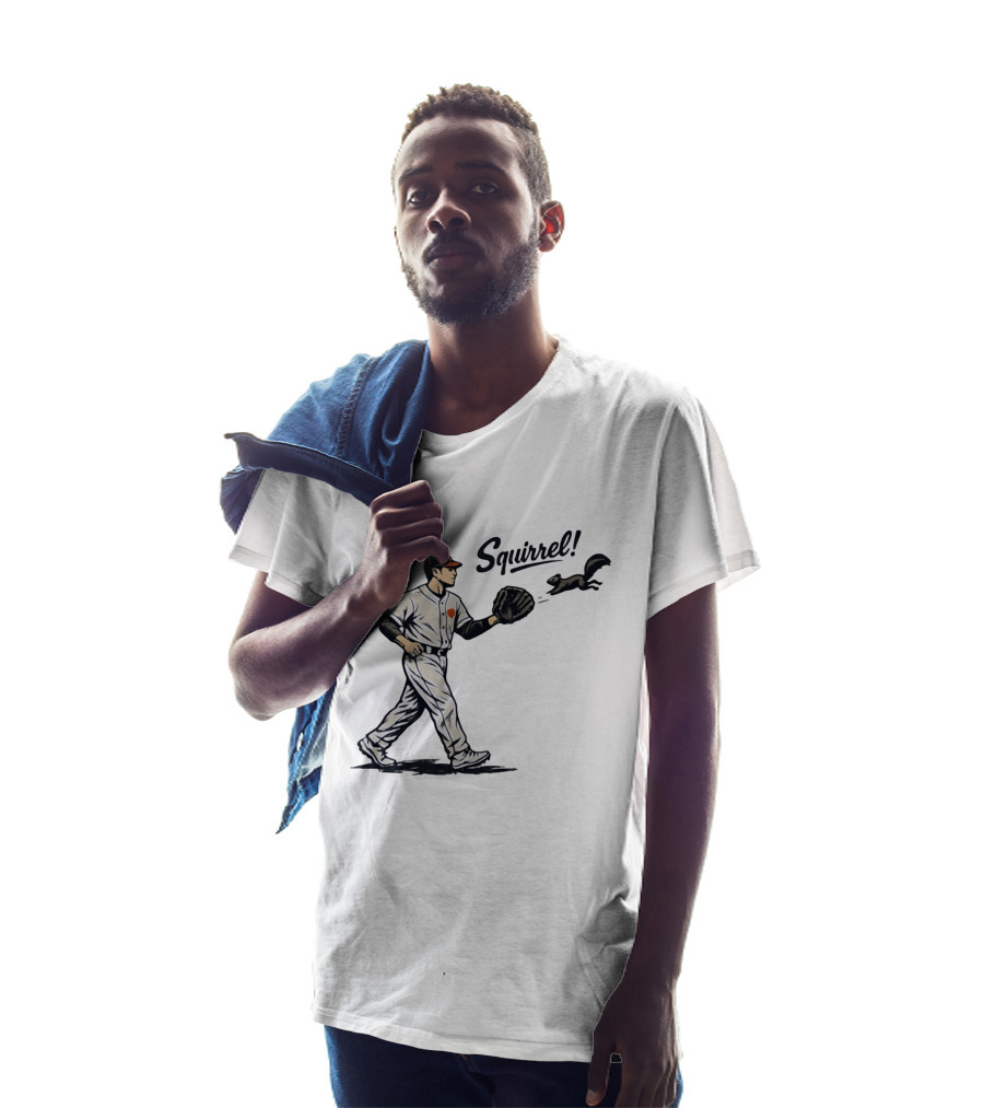 Baseball Player With Glove And Squirrel Chase T-Shirt