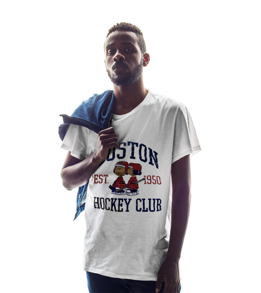 Boston Hockey Club Est 1950 Peanuts Characters Distressed T-Shirt