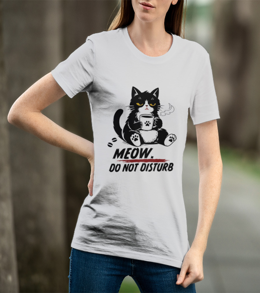 Meow Do Not Disturb Grumpy Cat Coffee Paw Stamp Vapor T-Shirt
