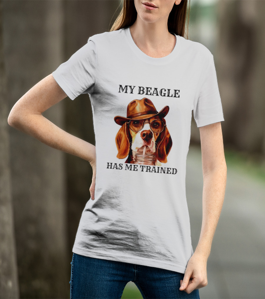 My Beagle Has Me Trained Cowboy Beagle With Hat And Glasses T-Shirt