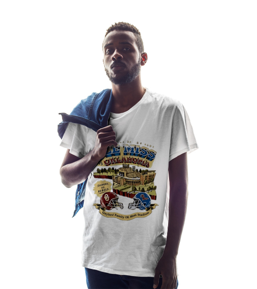 Ole Miss Vs Oklahoma Sooners Rebels Gaylord Family OK Mem Stadium T-Shirt