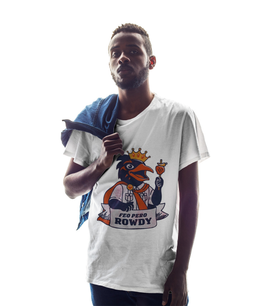 Feo Pero Rowdy Distressed Crow King Feopero With Skewer And Crown T-Shirt