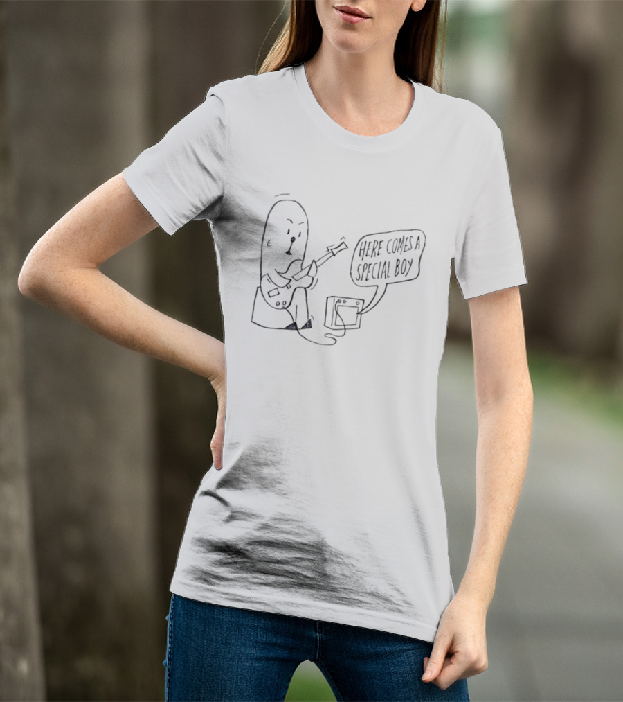 Special Boy Cartoon With Guitar And Amp Here Comes A Special Boy T-Shirt