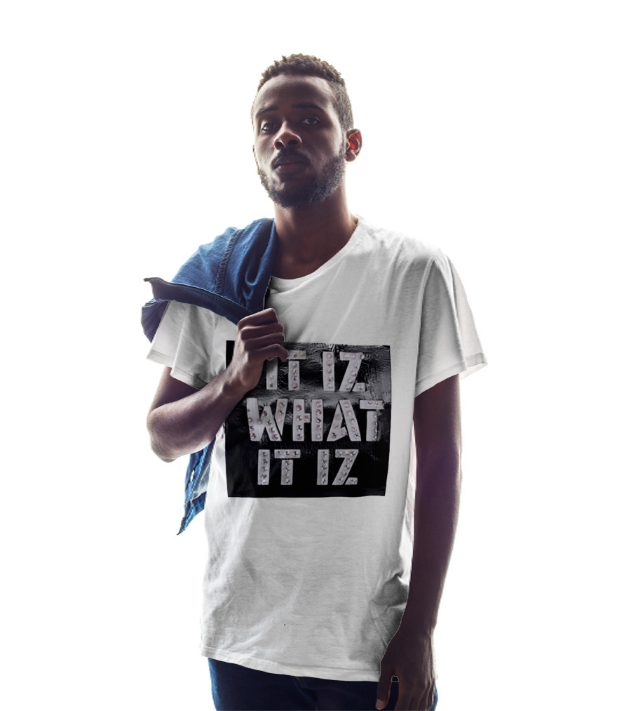 It Iz What It Iz Rhinestone Sparkly Slang Black T-Shirt