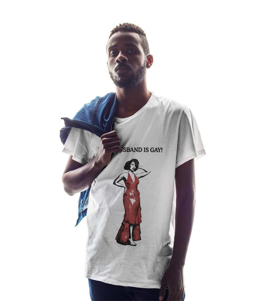 Your Husband Is Gay Woman In Red Dress T-Shirt