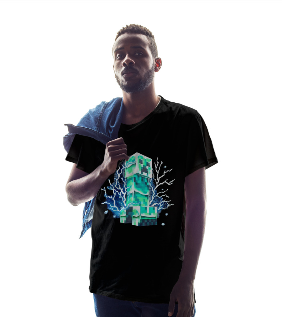 Charged Creeper Lightning Pixelated Monster Gaming Adventure T-Shirt