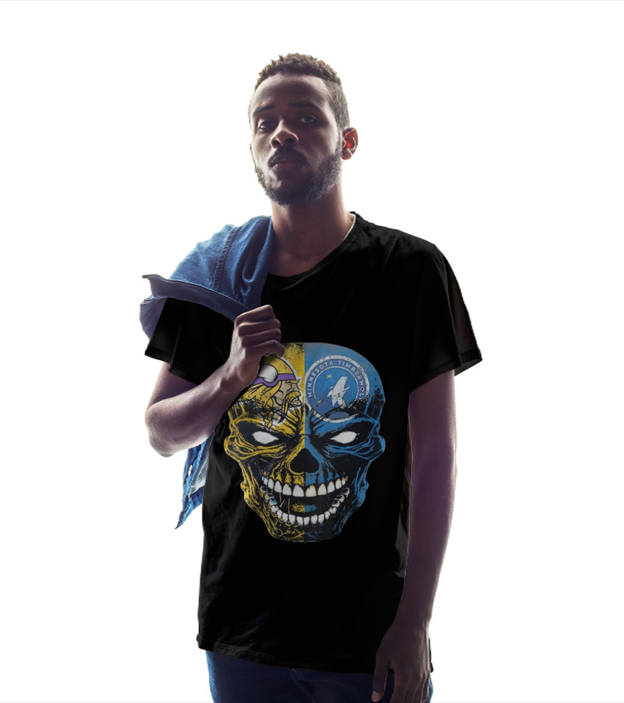 Minnesota Vikings Timberwolves Skull Mashup T-Shirt