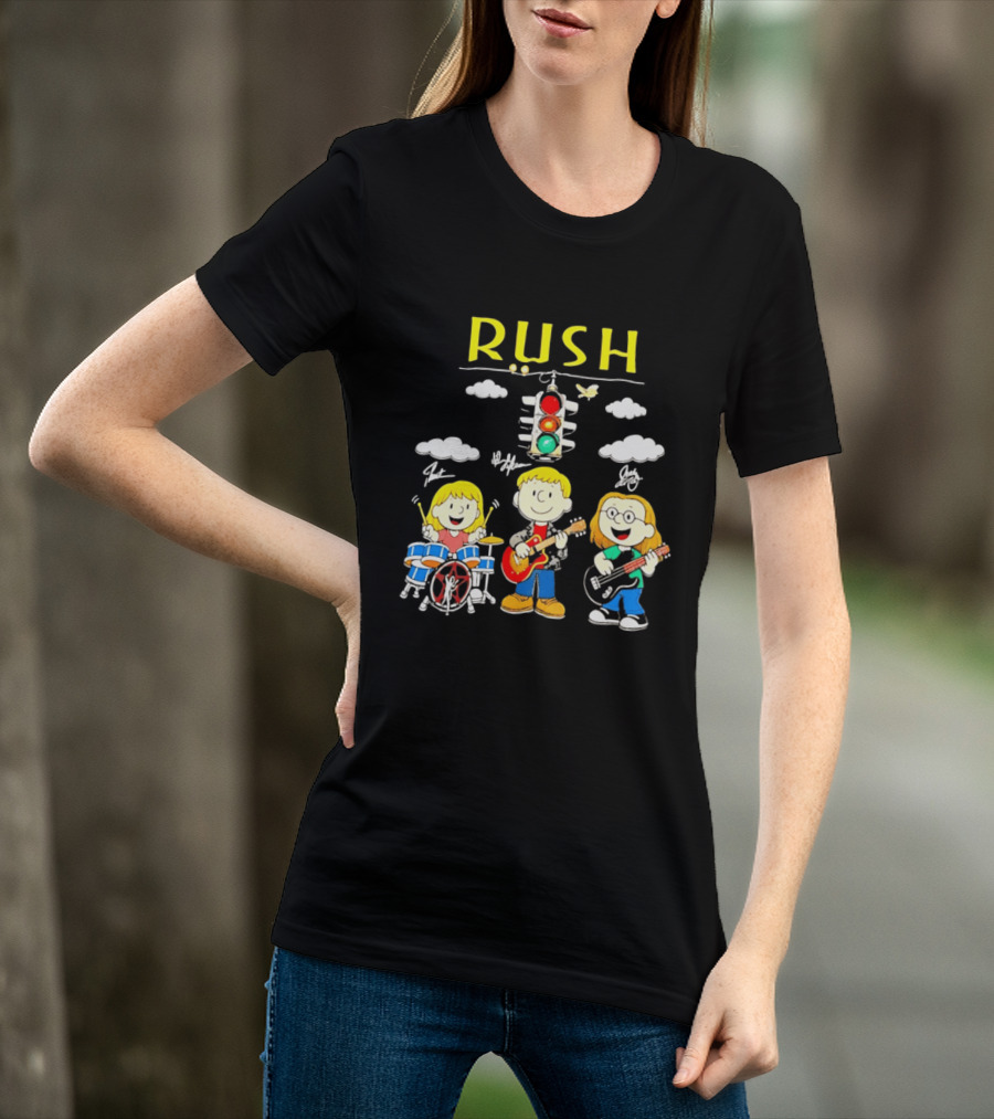 Rush Band Peanuts Parody Neil Peart Cartoon Traffic Light T-Shirt