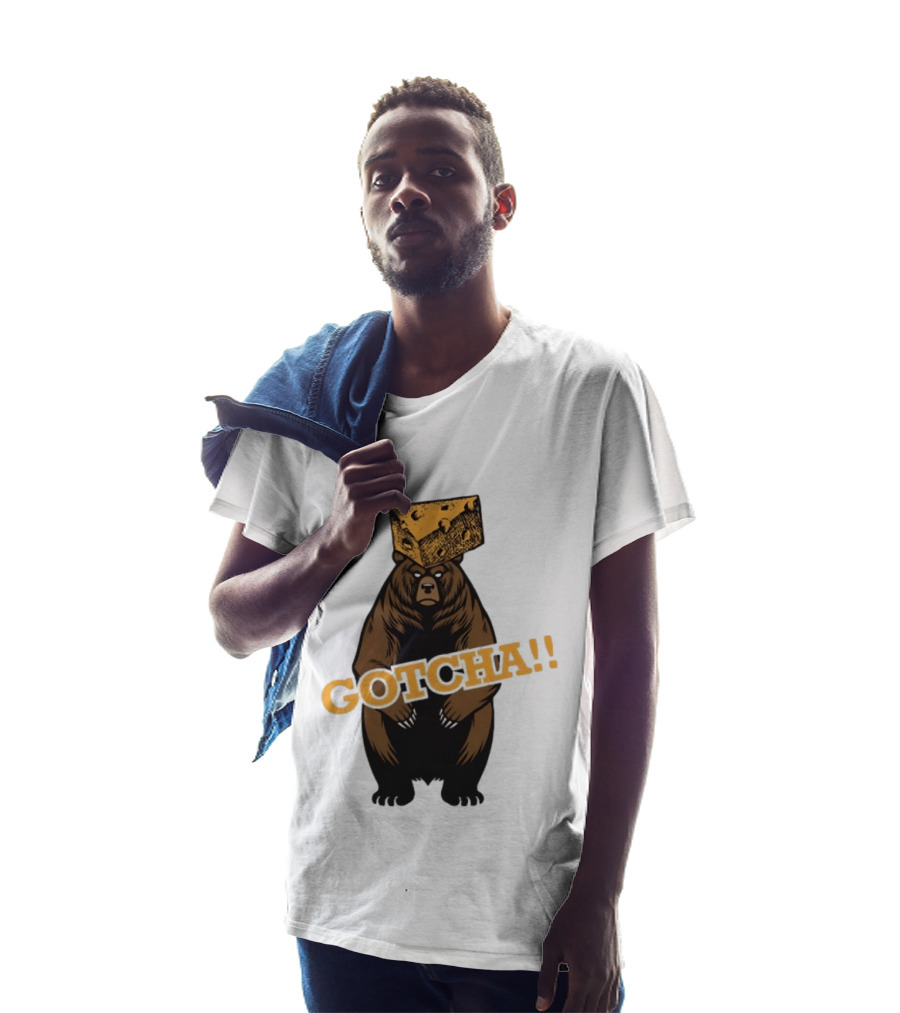 Bear Cheese Head Gotcha Green Bay Packers Fan T-Shirt